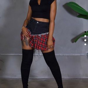 Black/ Blue jean plaid skirt